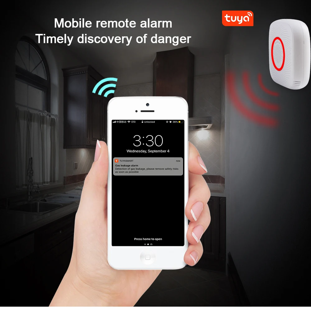 

Tuya wifi combustible gas CH4 leak detector Remote smart Mobile Phone fire Security alarm safety smart home Leakage lpg sensor