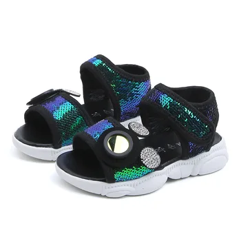 

Children Sandals For Girls Toddler Baby Girl Sandals Kids Summer Beach Sandals Fashion Sequined Sequins Soft Rubber Sole Shoes