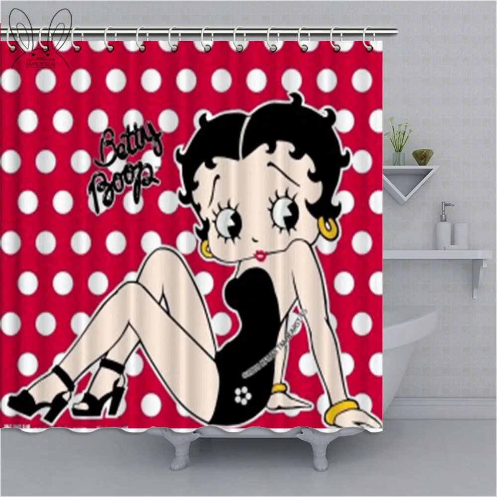 Семейный Рождественский подарок занавеска для душа Декор Сексуальная Betty Boop сердца Водонепроницаемый Ванная комната занавеска для душа с крючками