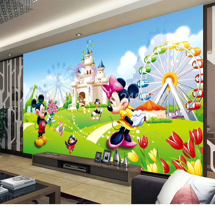 Custom Mural Wallpaper For Kids Room 3D Cartoon Bear Animal Pink Princess Room Boys Girls Bedroom Wall Decor Photo Wall Painting