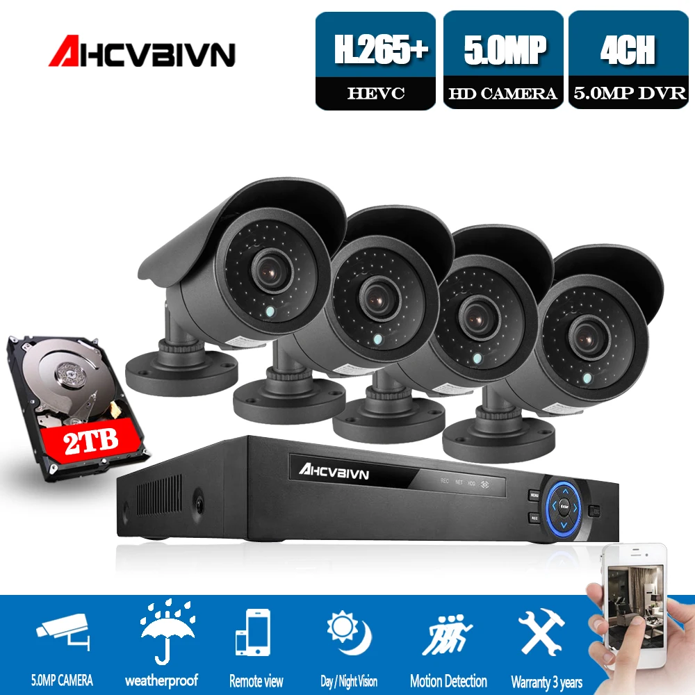 Матрица SONY 335 IR HD 5MP CCTV 4CH DVR комплект видеонаблюдения 36 шт. IR-CUT светодиодов металлический водонепроницаемый 5в1 5Мп DVR Гарантия 3 года