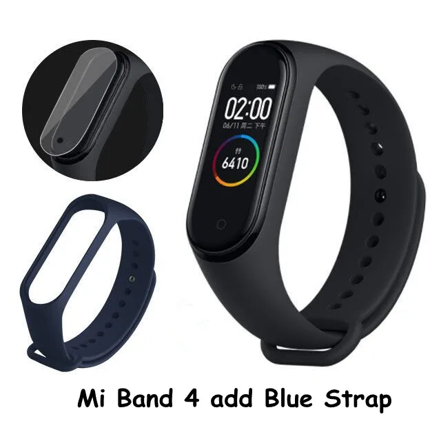 Add Blue Strap In Stock Xiaomi Mi Band 4 Smart Wristband Fitness Heart Rate Bracelet Music AI bracelet Bluetooth 5.0 AMOLED Color Touch Screen - Цвет: Add Blue Strap