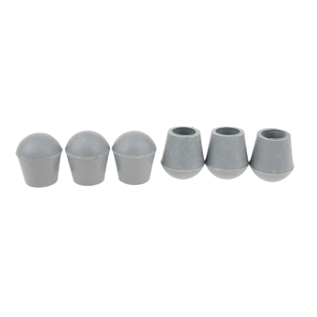 Walking Stick Ferrules 6pcs Round Bottom Rubber Tip For Triangle Cane Stool Crutches Chair 3/4"