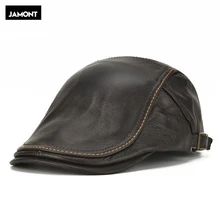 Мужские шапки из натуральной кожи, Осень-зима, Натуральная Воловья кожа, кепка, повседневные береты из коровьей кожи, новые уличные кепки с козырьками