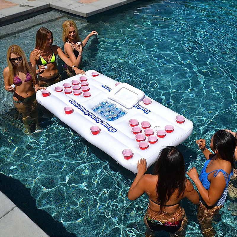 Floating Beer Pong Table Inflatable with Social Floating Pool Games for Adults Soft Drink Pool Party Pong Toy