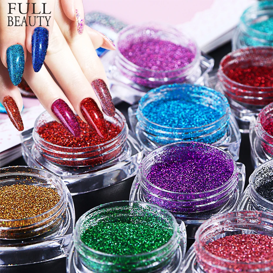 

1Bottle Laser Shining Nail Glitter Holographic Pigment Powder Nail Art Holo Dust Glitter DIY Flakes For Nails Manicure CHL01-16
