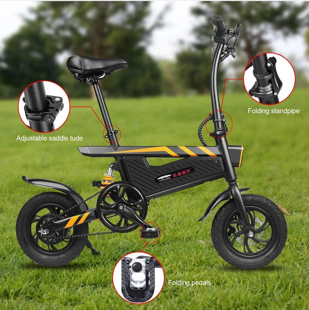 Clearance Portable Electric Scooter Folding 2 Wheels Electric Bicycle 15.74 Inch 250W 36V Max 25KM/H Adults Black Electric Bike Bicycle 12