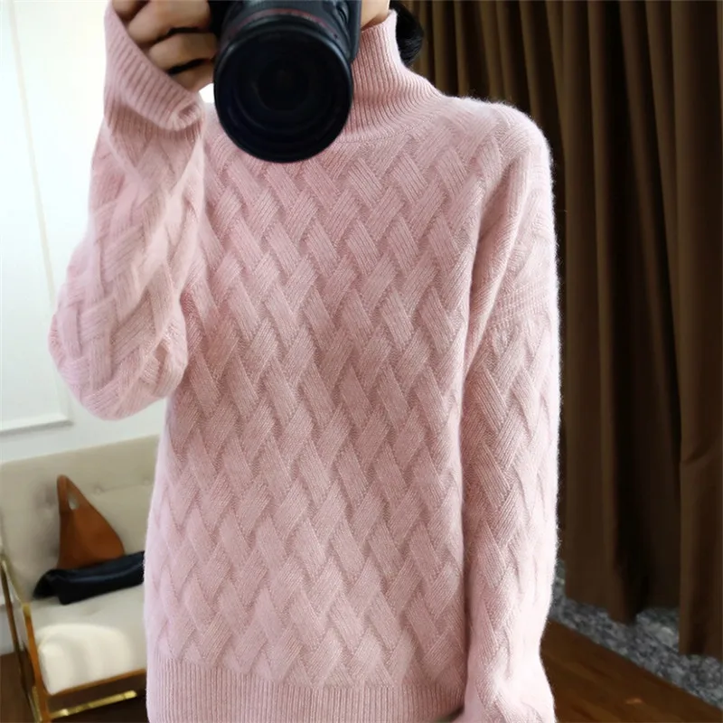 2021 autumn and winter new high-neck cashmere sweater female loose pullover mat knitting bottoming shirt lazy | Женская одежда