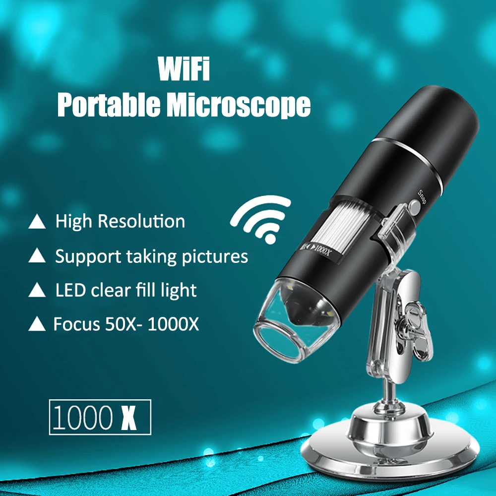 50x1000x Usb Microscope Wifi Digital Microscope Magnifier Camera 8led