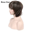 Rosa Star Brown Blonde Short Hair Wig with Bangs Female Haircut Puffy Straight Natural Short Synthetic Hair Wigs for Women ► Photo 2/6
