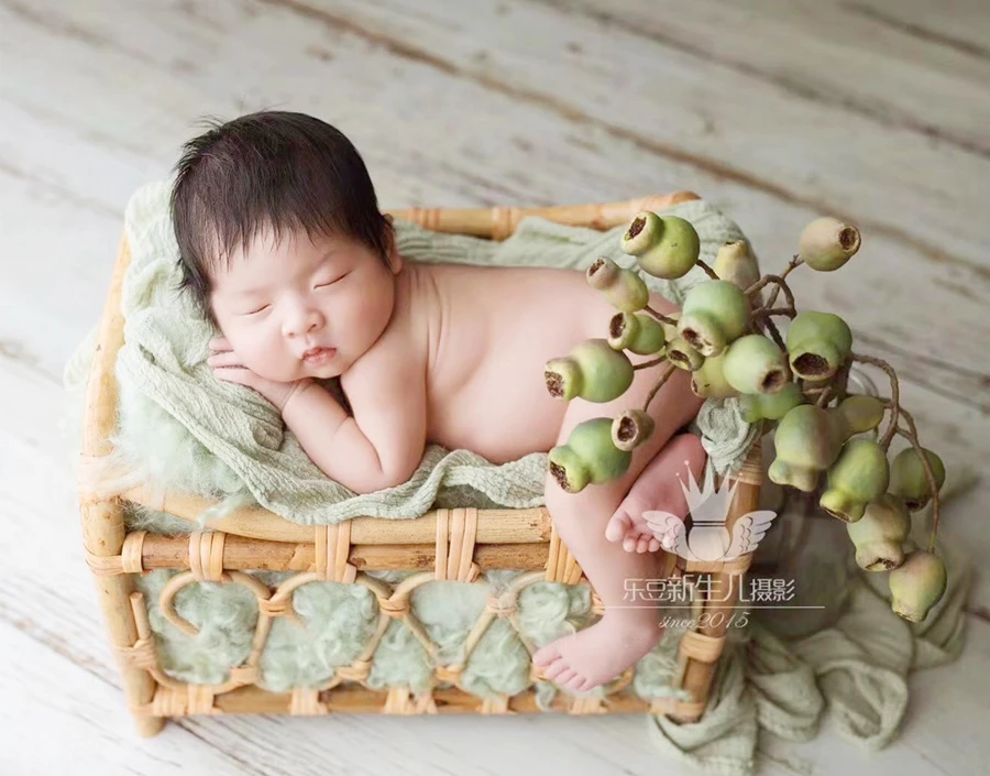  Handmade Newborn Crib Burlap Baby Bed Newborn Photo PropBaby Photography Vintage Infant Basket#P290