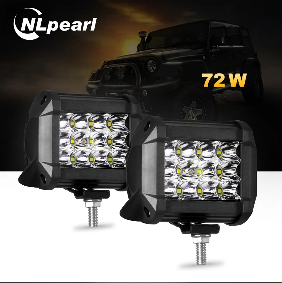 Nlpearl 4 дюйма 54 Вт 72 Вт комплект для освещения автомобиля противотуманные фары дальнего света для грузовика светодиодный рабочий свет бар для вездеходный трактор внедорожник Лодка 12 В