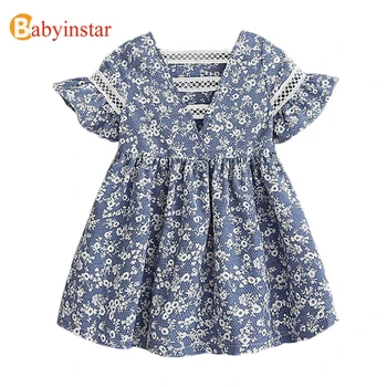 

Babyinstar 2020 New Girl Child Dresses Summer Floral Pattern Lace Princess Dress for 1-6Yrs Baby Girl Apparel Kids Dresses