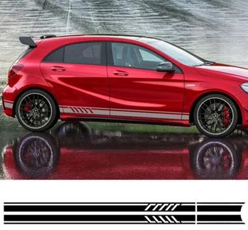 

2Pcs/lot Car Waist Side Skirt Stickers Decal Auto Vinyl Wrap For Mercedes Benz AMG A C Class W177 W205 W203 W204 Car Accessories