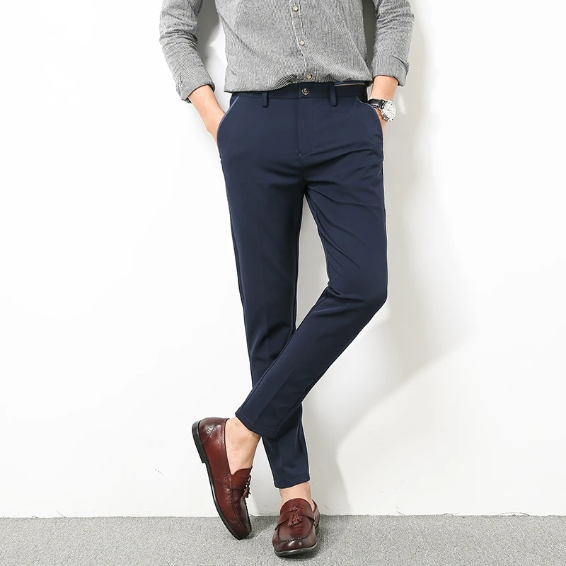 Стильное мужское платье Формальные укороченные брюки Slim Fit костюм Деловые брюки карандаш брюки D90