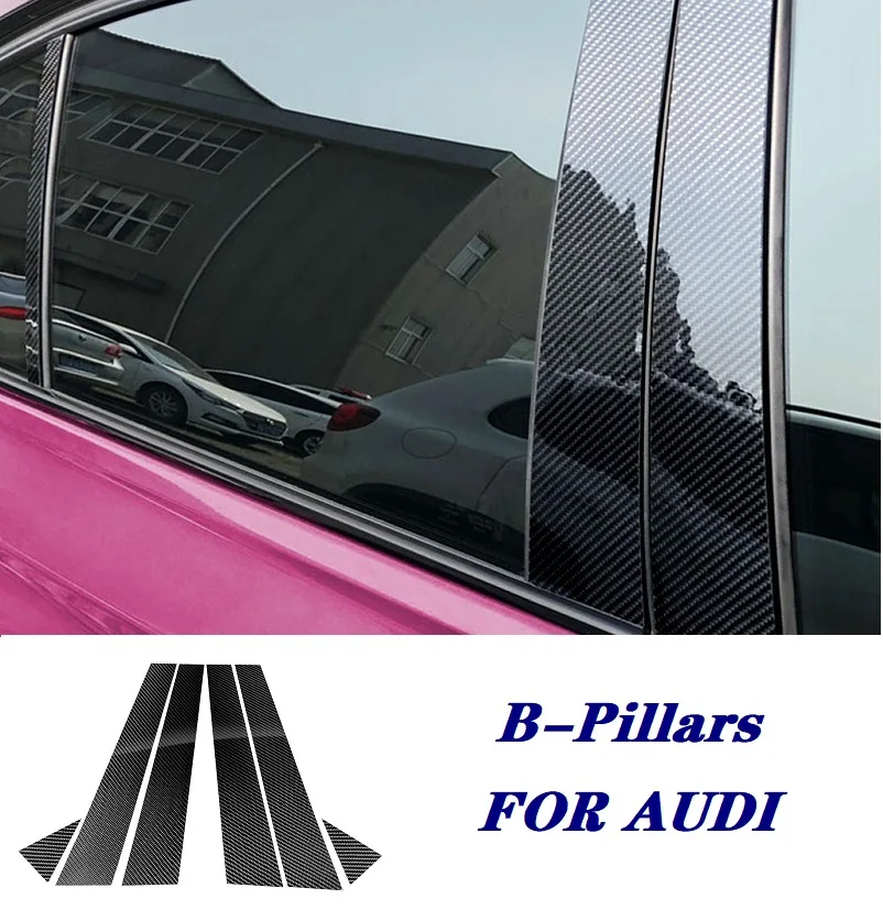 

Carbon Fiber Car Window Pillar Posts Cover Trim Stickes Fit For Audi A3 A4 A6 Q5 A4L B-Pillars Protect Cover Trim Accessories