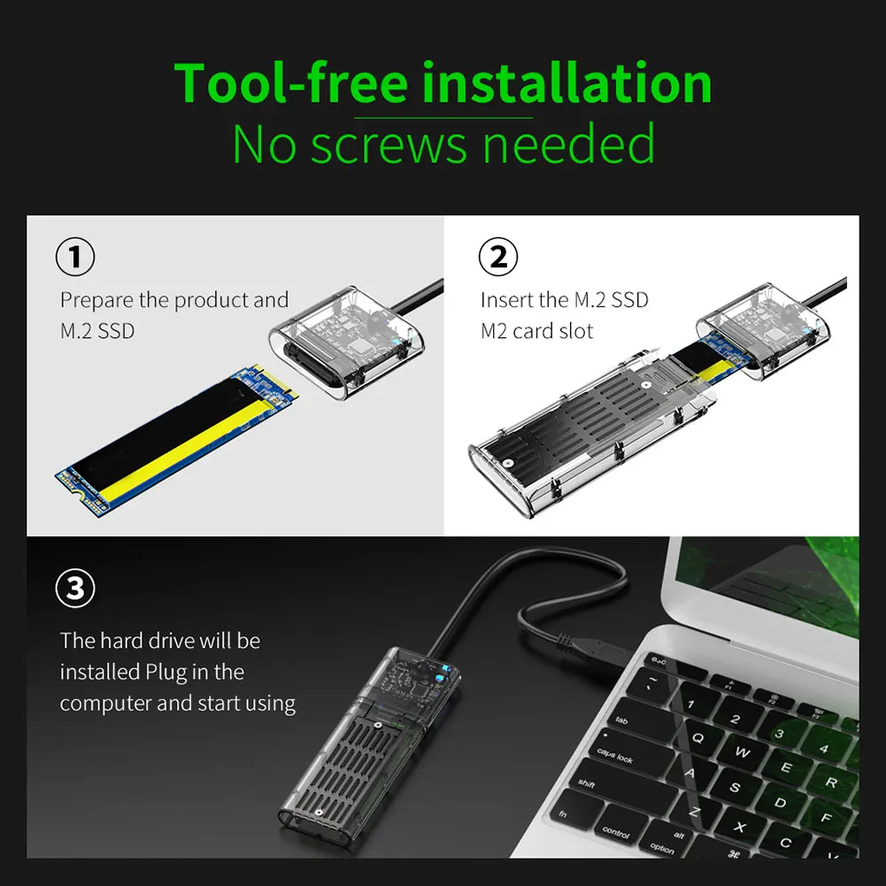 M2 SSD Case SATA Chassis M.2 to USB 3.0 SSD Adapter for PCIE NGFF SATA M / B Key SSD Hard Drive Disk Enclosure Box hard disk box