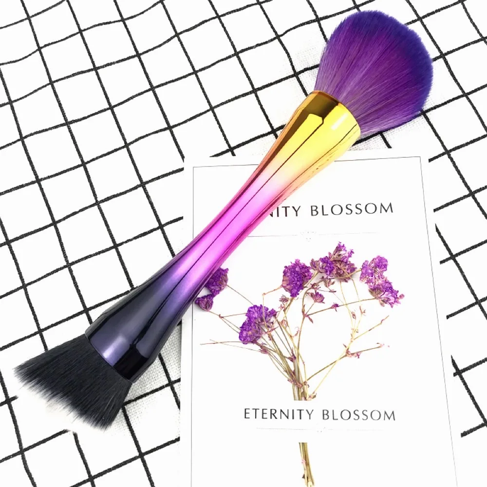 

New single double-headed makeup brush, electroplating color double-headed blush brush, loose powder brush, powder brush, repair