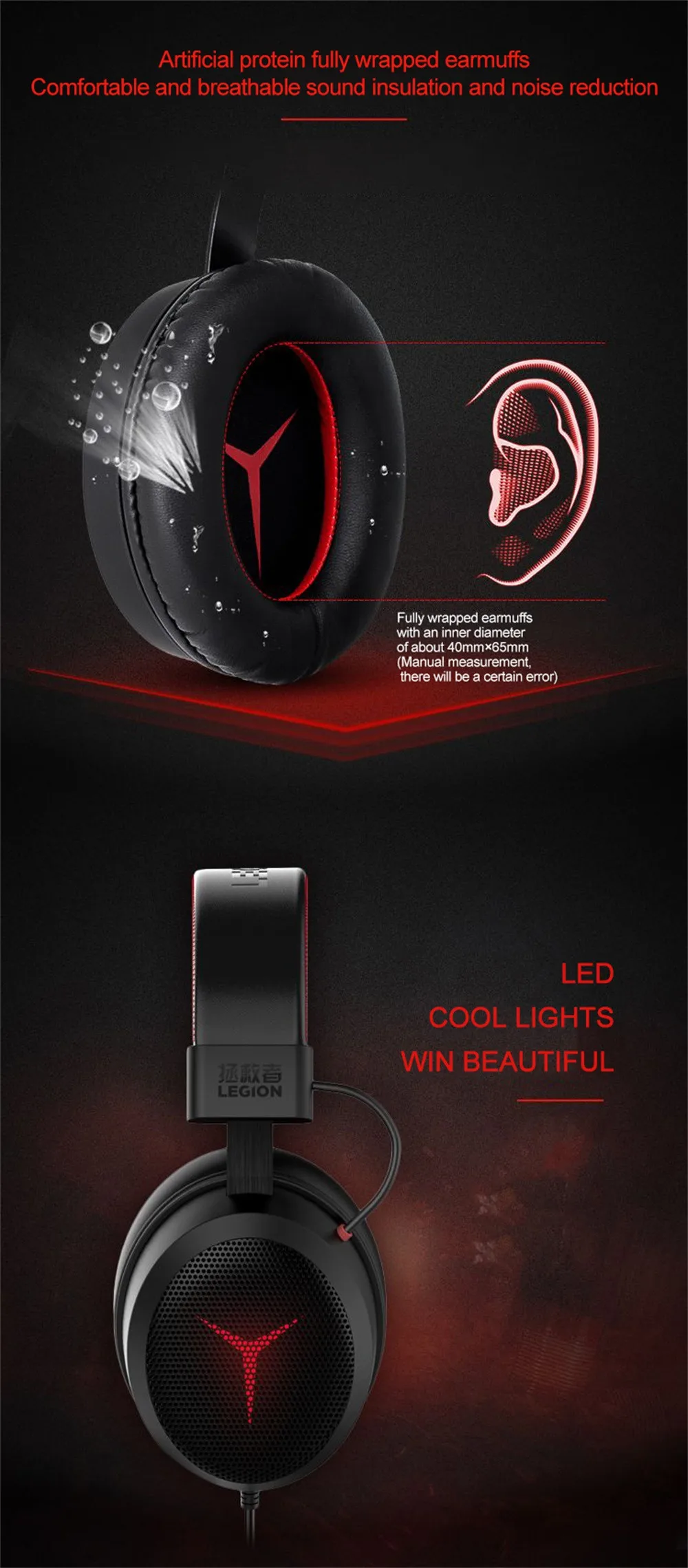 Fone de Ouvido com Microfone Fones de Ouvido para Computador Fones de Ouvido Lenovo Wired Gaming Headset Gamer pc Over-the-ear Computador Y480 8 over-the-ear fone de ouvido com microfone fones