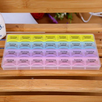 

1PCS 4 Row 28 Squares Weekly 7 Days Tablet Pill Box Holder Medicine Storage Organizer Container Case