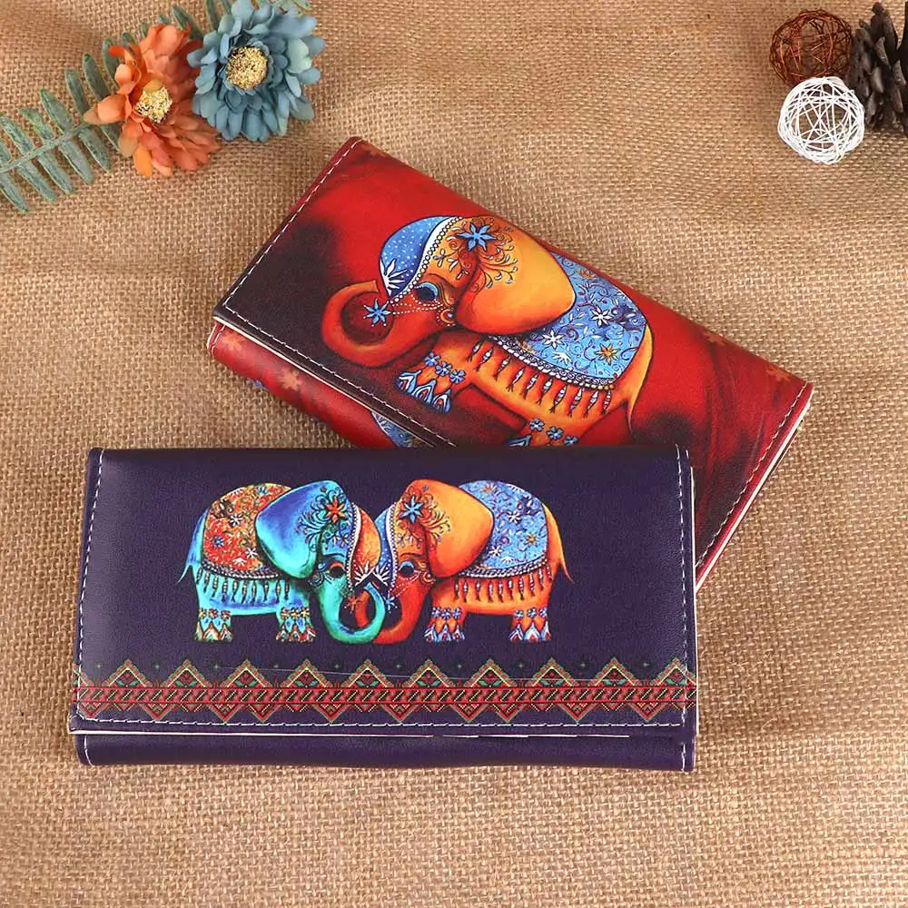 

Fashion Women Wallets Lady Handbags Coin Purse Animal Prints Cute Elephant Long Clutch Wallet Cards ID Holder Burse Bag