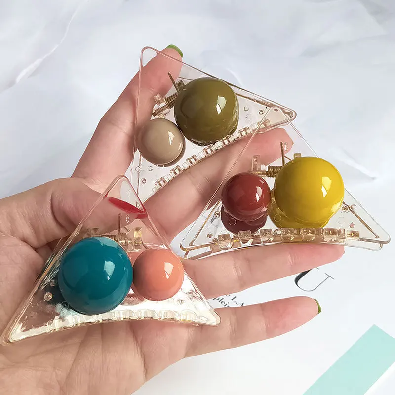 

Fashion For Women Girls Triangle Ball Hair Crab Claws Clip Acrylic Hair Clips Barrette Clamp Scrub Hairpins Headwear Accessories