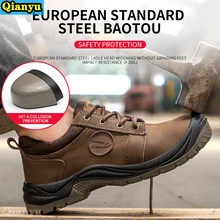 Chaussures de sécurité avec bout en acier pour hommes, Anti perforation, bottes de travail respirantes 