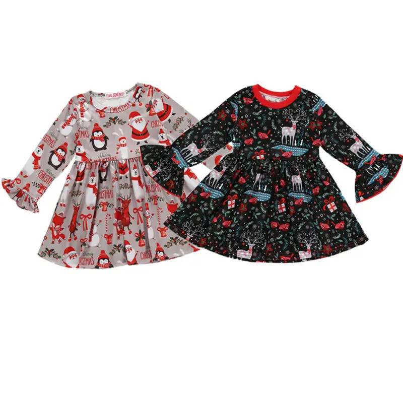 

Newborn Baby Girl Dress Christmas Deer Pattern Party Princess Formal Dress Xmas Dresses For Kids Clothes Casual Children Costume