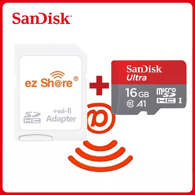 Беспроводной Wi-Fi адаптер ezshare + Sandisk Ultra 16 ГБ 32 класс 10 microsd беспроводная TF-карта Micro