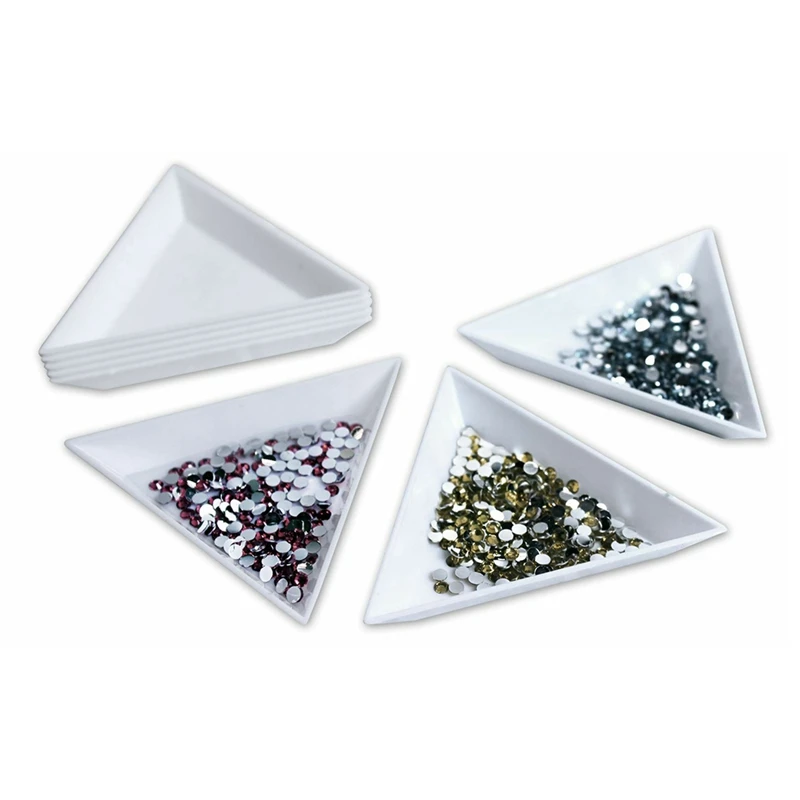 Nail Art White Triangle Rhinestones Beads Gems Glitters Crystal Decoration Sorting Trays Picker Storage Tray Manicure Tool