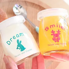 Мультяшная прозрачная бутылка для выпечки пудинга стеклянная чашка для молока Желейная чашка Novety товар для йогурта бутылка для молочных пудингов вечерние принадлежности