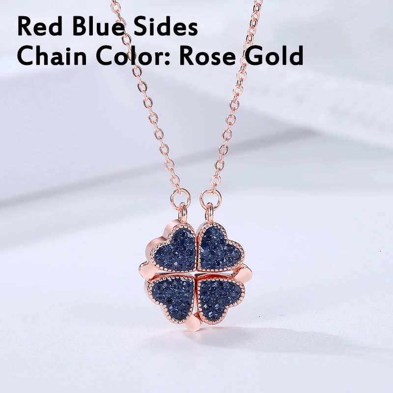 RedBlue GoldChain Новинка, простое модное креативное ожерелье из стерлингового серебра, женское, можно разрезать, S925, четыре листа клевера, подвеска, колье, ювелирное изделие - Окраска металла: RedBlue GoldChain