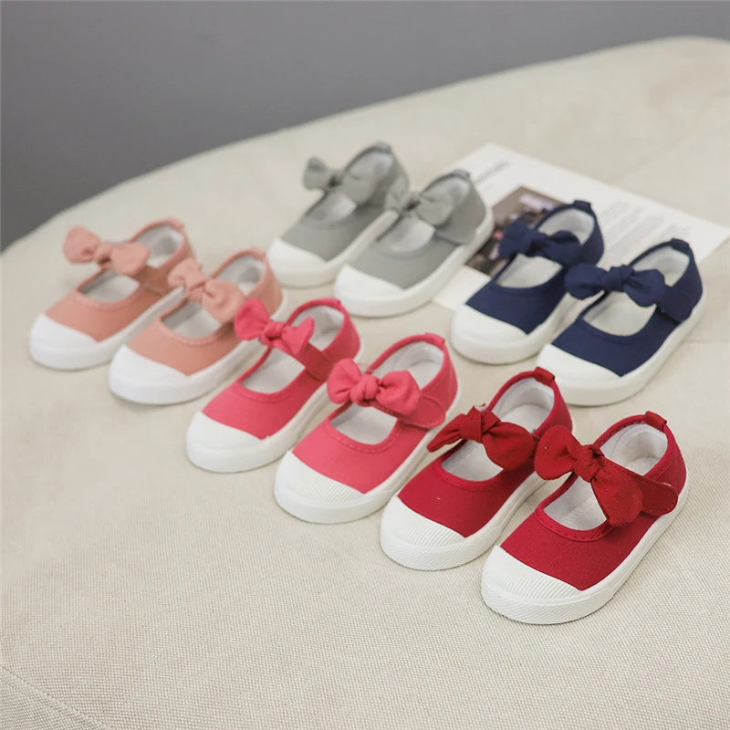 children's sandals JGVIKOTO Kids Shoes Girls Shoes Children Sneakers Cute Sweet Bow-knot Canvas Casual Sneakers Fashion Soft Flats For Baby Girls extra wide children's shoes