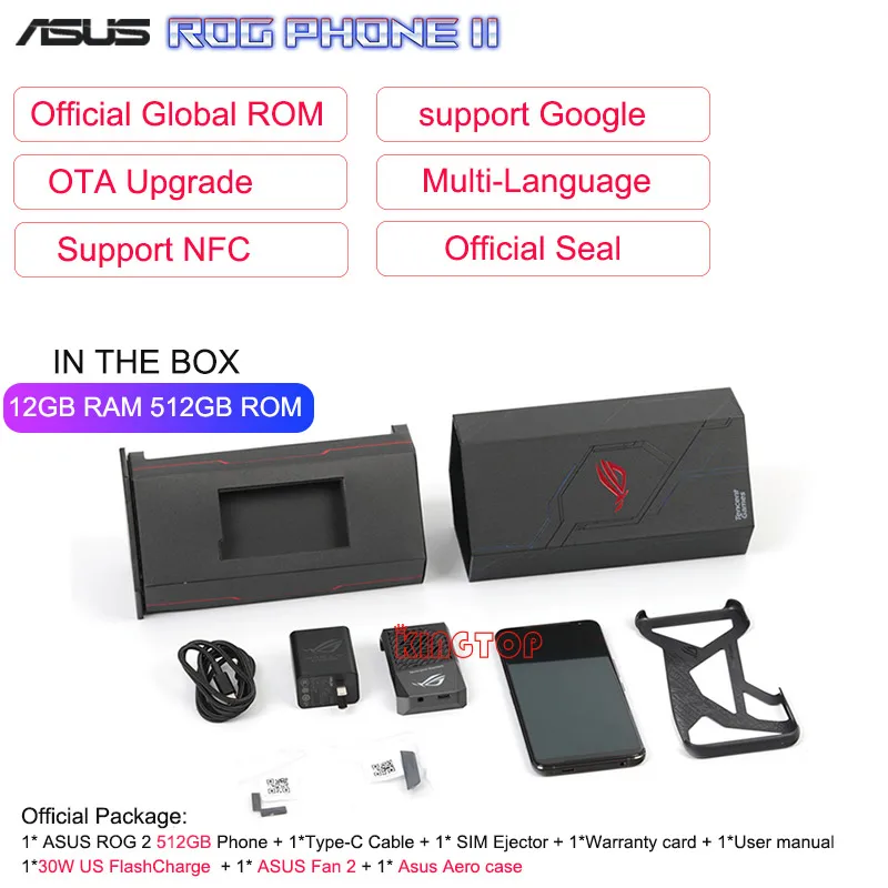 ASUS ROG Phone 2 Мобильный телефон 6 59 ”8G 128G Snapdragon 855 Plus 96 Ghz 48MP Android 9 6000mAh NFC игровой