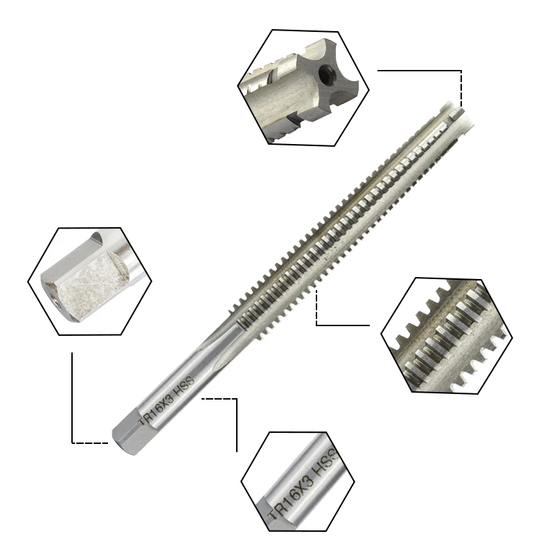 Description Picture 6 of itemXCAN 2pcs Trapezoidal Tap and Die Set Right Hand Machine Plug Tap HSS Screw Thread Tap TR Tap and Die KitTR8/TR10/TR12/TR14/TR16