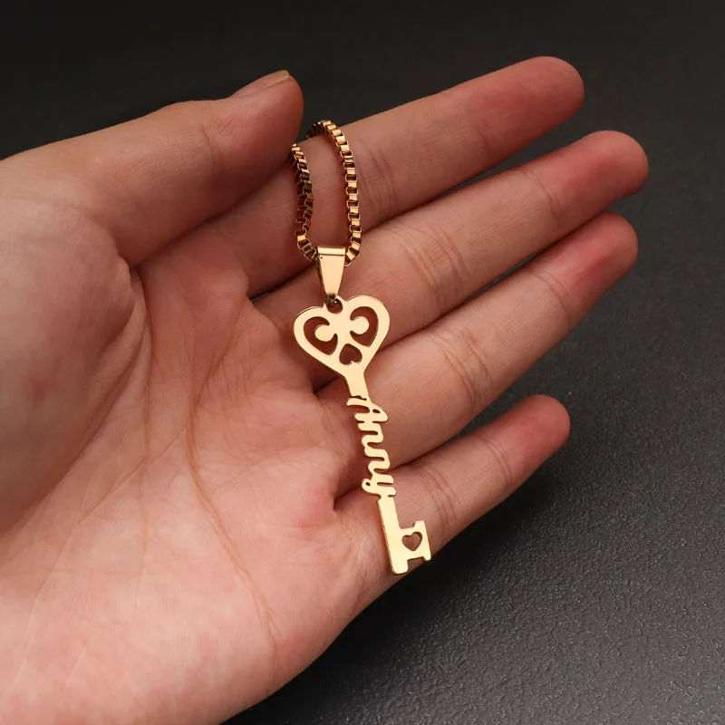 DIY пользовательский ключ из нержавеющей стали английское имя замок ожерелья