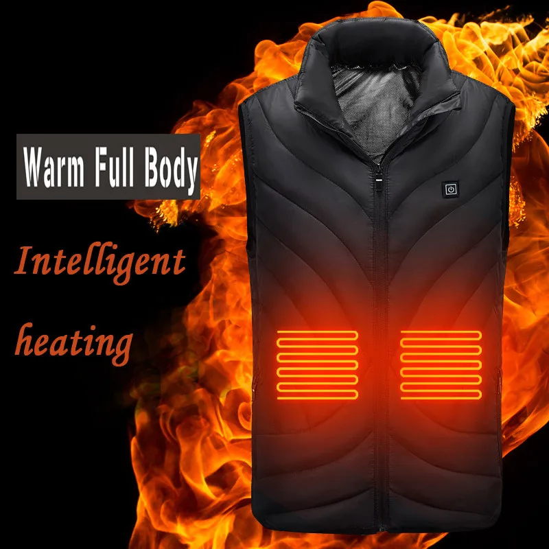 

Winter Men's Smart USB Electric Heating Warm Down Jacket Male Warm Cotton-Padded Waistcoat men gilet veste 12.25