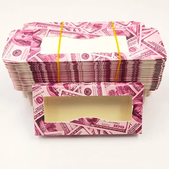 

Wholesale 50/100Pcs Dollar Cash Eyelash Packaging Boxes Money Package Cardboard Empty Paper Box In Bulk Mink Lashes Marble Case
