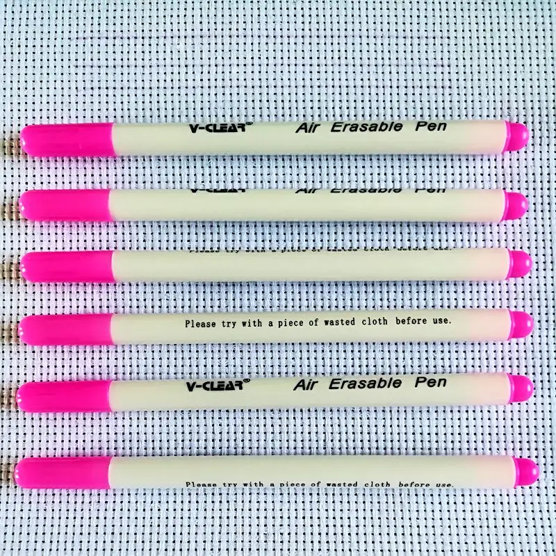 Фиолетовая воздушная стираемая ручка, 6 шт., маркер для краски ткани, ручка Chaco Ace, ручка для стирания ткани, ручка для швейных инструментов, маркеры для мела на заказ - Цвет: 6 pcs Pink Pen