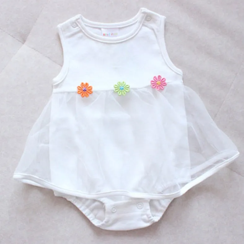

2019 Summer New Style Childrenswear Gauze Contrast Color Small Flower Onesie Vest Shorts One-piece Small CHILDREN'S Baby Rompers