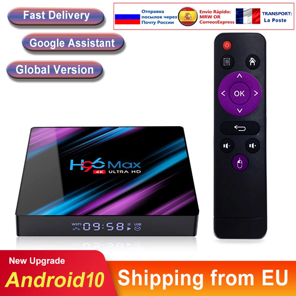 Приставка Смарт-ТВ h96 max rk3318 Android 10 0 4K Wi-Fi BT | Электроника