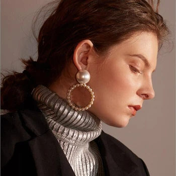

AENSOA Trendy Big Pearl Drop Earrings For Women Statement 2020 Fashion Temperament Dangle Earrings Jewelry Gift Pendientes New