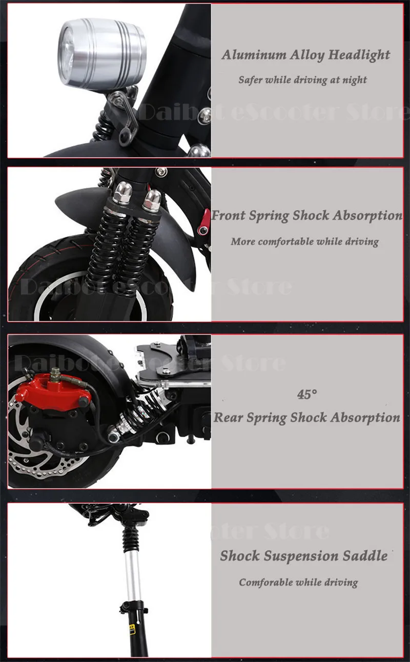 UBGO Powerful Electric Scooter 10 Inch 52V60V Two Wheel Electric Scooters Double Drive Electric Scooter 2000W Motor for Adults  (21)