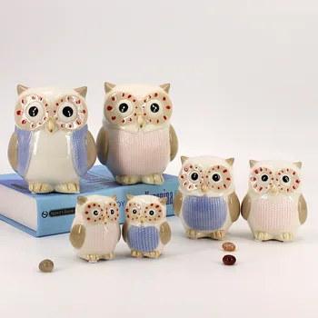 

1pair Cute Simulation Owl Creative Decoration Ceramic Animal Sculpture Garden Park Home Ornaments