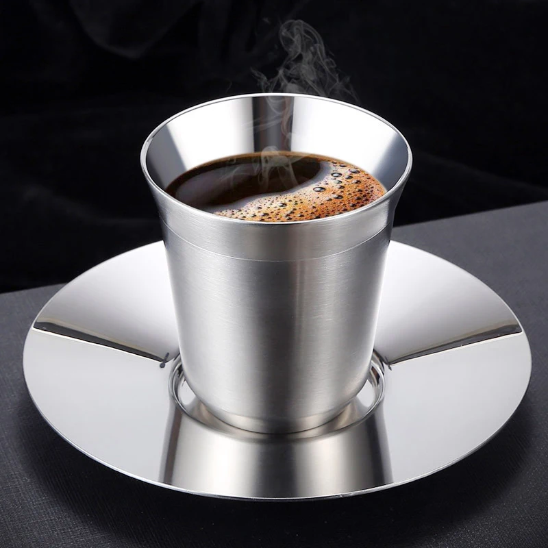 80ml Stainless Steel Espresso Cups Double Wall Stainless Steel Demitasse Cups