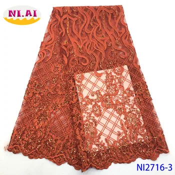 

2019 New Design Velvet With Sequins For Garment Sequins Lace Fabric French Net Embroidery Tulle Lace Ni2716