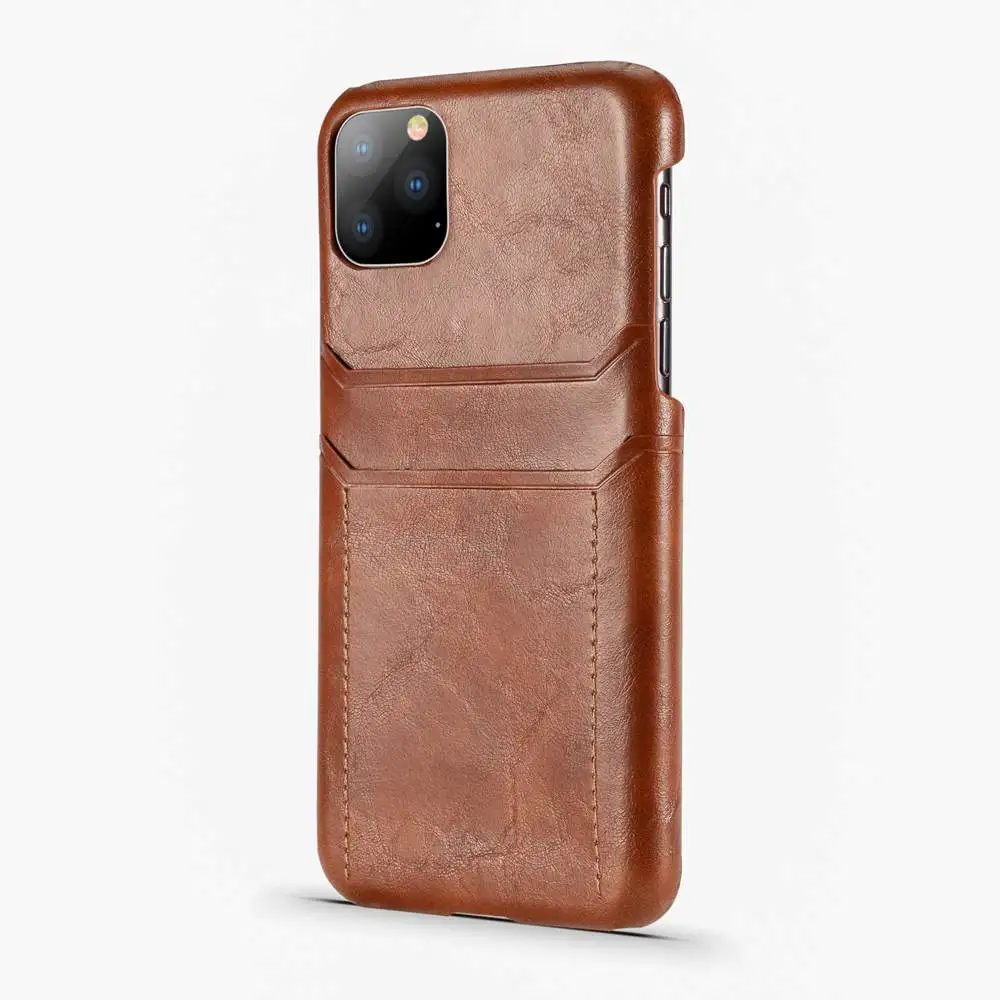 Brown Роскошный держатель для карт чехол для iPhone 11 Pro XS Max X XR 8 7 6 6S Plus кожаный чехол для iPhone 11 Pro Max X XS XR чехол для телефона - Цвет: Brown