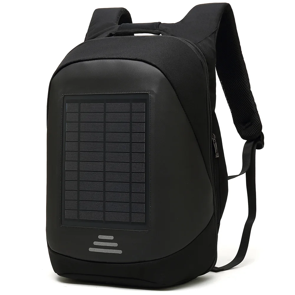 15,6 'ноутбук Солнечный рюкзак большой iPad сумка зарядка через usb Бизнес рюкзаки для путешествий рюкзак Противоугонный рюкзак мужской Mochila - Цвет: Черный