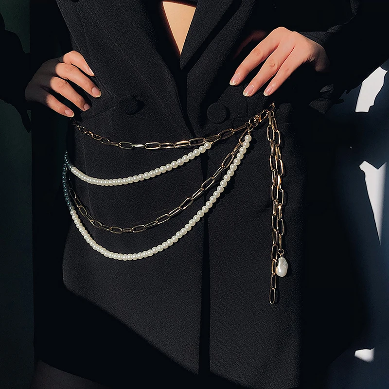 

New Women Luxury Belt Waist Chain Rhinestone Women Gold Chain Multi-layer With Pendants For Trousers Long Skirt Dress Pants