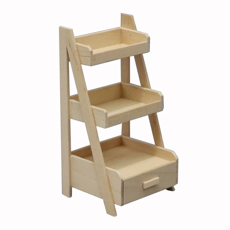 

1:12 Dollhouse Furniture Vintage Three Layers Wooden Flower Stand Snack Rack 1:12 Dollhouse Miniatures Accessories